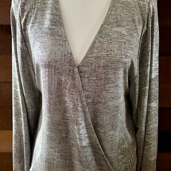 antrapology Tops - Anthropologie Silver Wrap Blouse